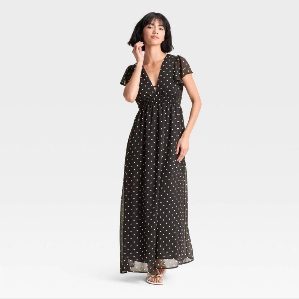 a new day Black and White Polka Dot Maxi Dress